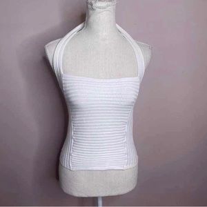 NWT Free People M Ribbed White Halter Tank